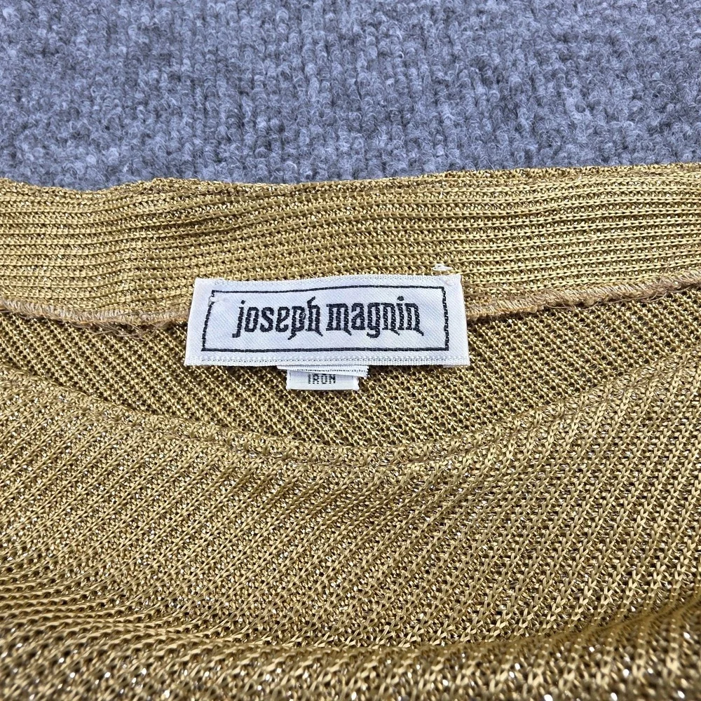 Vintage Joseph Magnin Women's 12 Gold Metallic Knit  Sweater Top 80s Glam Blouse - Picture 5 of 12